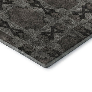 HomeRoots 10' X 14' Gray Floral Medallion Area Rug – Washable, UV-Protected, Perfect for High-Traffic Spaces! 649486