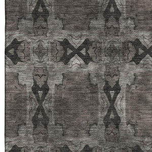 HomeRoots 10' X 14' Gray Floral Medallion Area Rug – Washable, UV-Protected, Perfect for High-Traffic Spaces! 649486