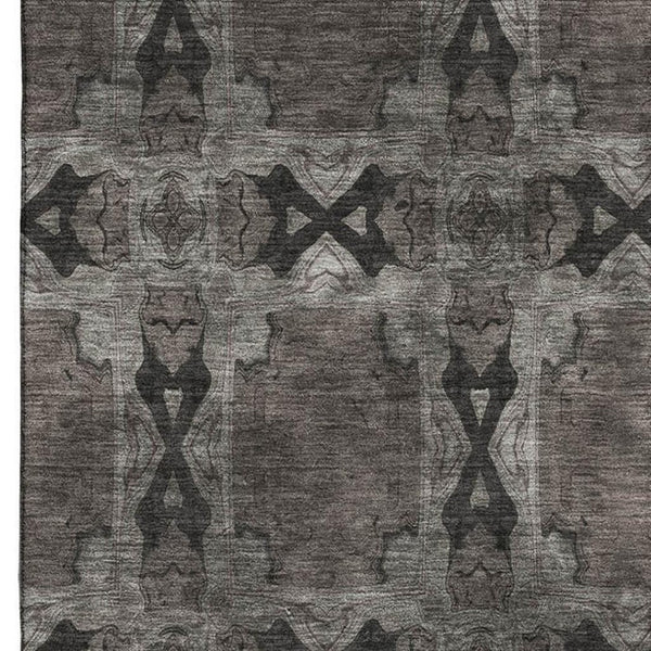 HomeRoots 10' X 14' Gray Floral Medallion Area Rug – Washable, UV-Protected, Perfect for High-Traffic Spaces! 649486
