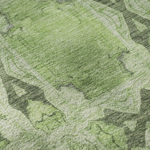 HomeRoots 5' X 8' Floral Medallion Area Rug in Green, Gray & Ivory - Washable, Stain Resistant & UV Protected 649488