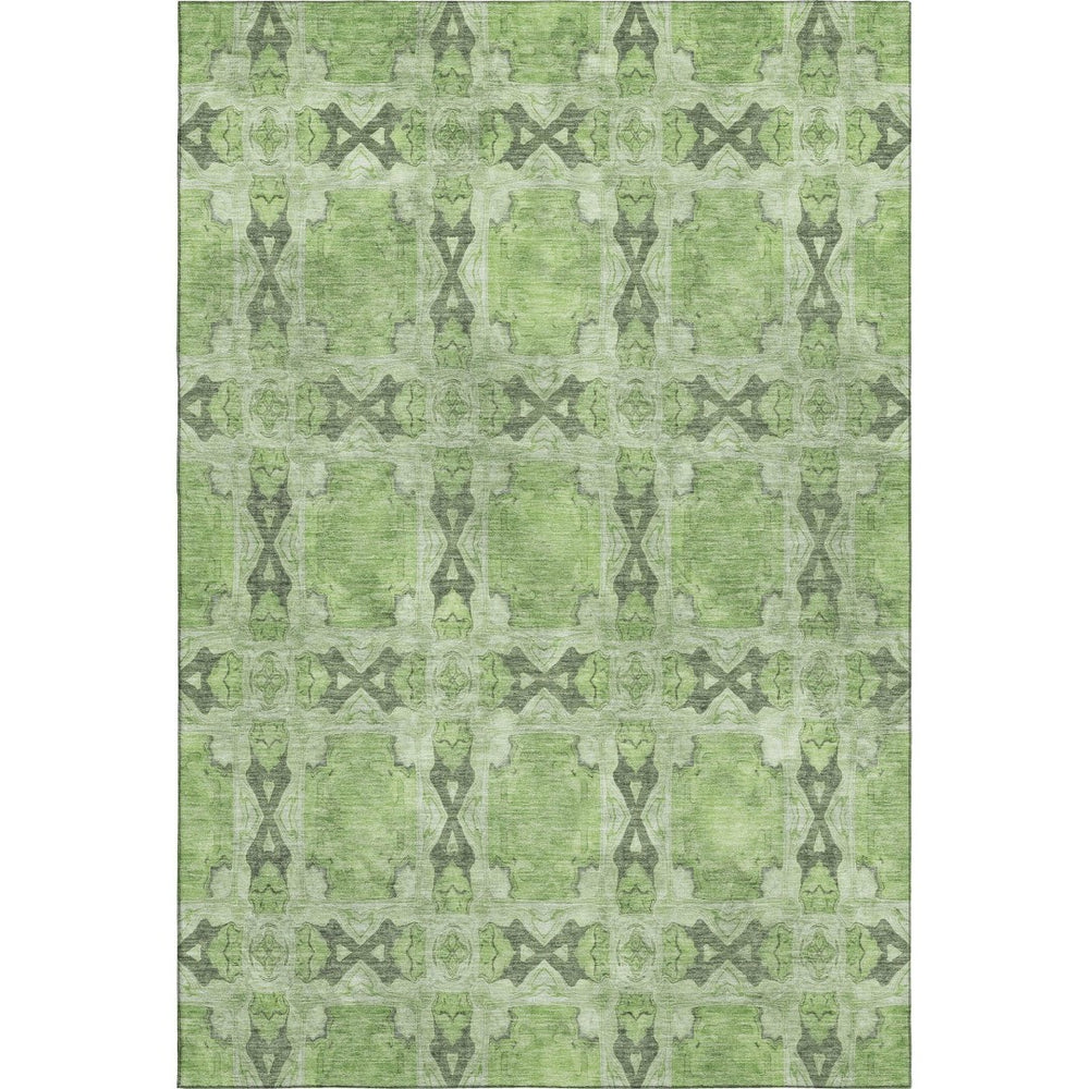 HomeRoots 8' X 10' Floral Medallion Area Rug in Green, Gray & Ivory – Washable, UV Protected, Durable Design! 649490