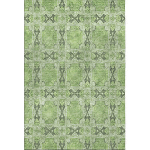 HomeRoots 9' X 12' Washable Floral Medallion Area Rug – Green, Gray, Ivory, UV-Protected & Stain-Resistant 649491