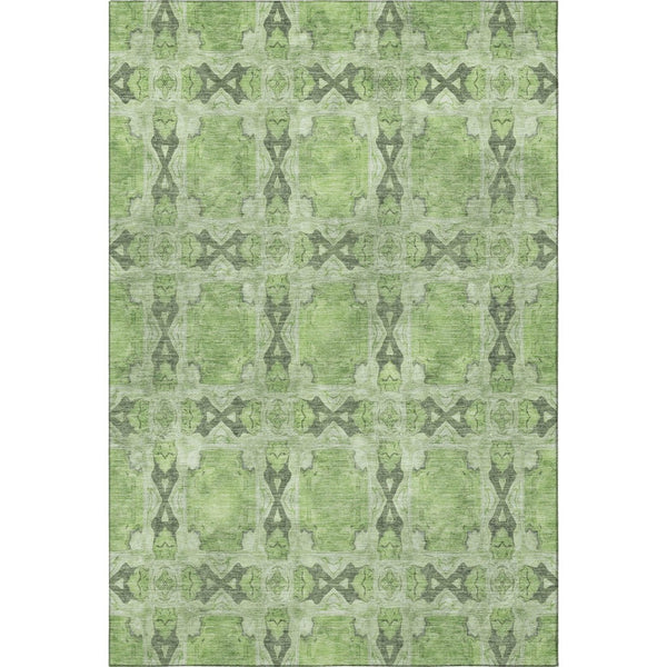 HomeRoots 9' X 12' Washable Floral Medallion Area Rug – Green, Gray, Ivory, UV-Protected & Stain-Resistant 649491