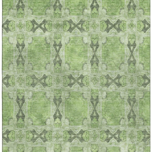 HomeRoots 10' X 14' Elegant Floral Medallion Area Rug in Green, Gray & Ivory - Washable with UV Protection 649492