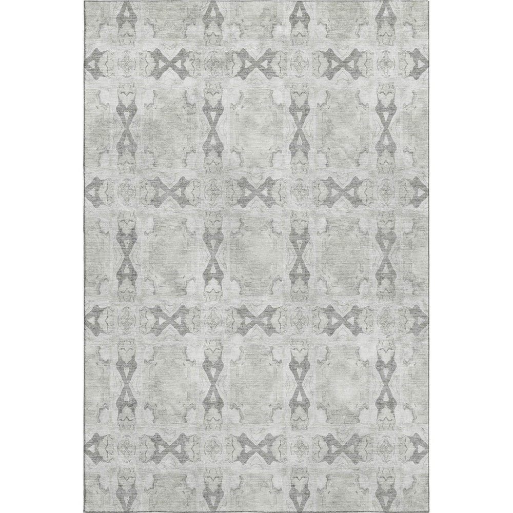 HomeRoots 9' X 12' Ivory and Gray Floral Medallion Washable Area Rug - Stylish, Durable, UV-Resistant Design! 649497