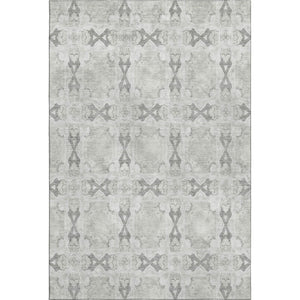 HomeRoots 9' X 12' Ivory and Gray Floral Medallion Washable Area Rug - Stylish, Durable, UV-Resistant Design! 649497
