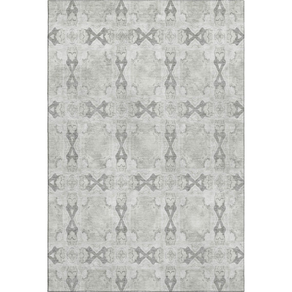 HomeRoots 9' X 12' Ivory and Gray Floral Medallion Washable Area Rug - Stylish, Durable, UV-Resistant Design! 649497