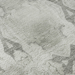 HomeRoots 9' X 12' Ivory and Gray Floral Medallion Washable Area Rug - Stylish, Durable, UV-Resistant Design! 649497