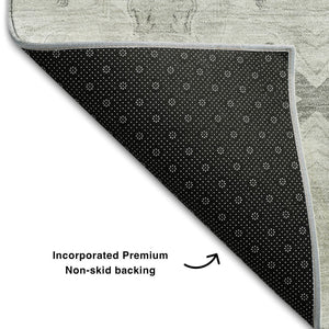 HomeRoots 10' Elegant Ivory & Gray Floral Medallion Area Rug – Washable, UV-Protected, & Stain Resistant Design 649498