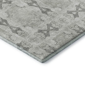 HomeRoots 10' Elegant Ivory & Gray Floral Medallion Area Rug – Washable, UV-Protected, & Stain Resistant Design 649498