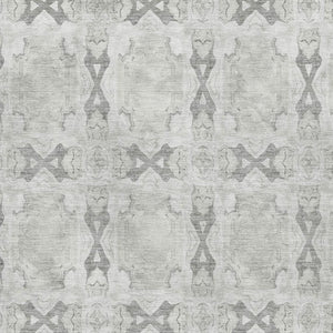 HomeRoots 10' Elegant Ivory & Gray Floral Medallion Area Rug – Washable, UV-Protected, & Stain Resistant Design 649498
