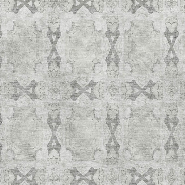 HomeRoots 10' Elegant Ivory & Gray Floral Medallion Area Rug – Washable, UV-Protected, & Stain Resistant Design 649498