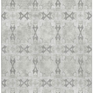 HomeRoots 10' Elegant Ivory & Gray Floral Medallion Area Rug – Washable, UV-Protected, & Stain Resistant Design 649498
