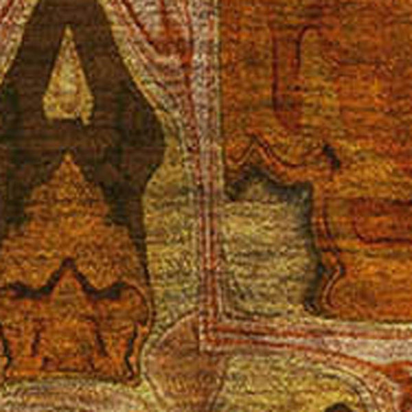 HomeRoots 5' X 8' Floral Medallion Area Rug - Rust, Copper & Gold, Washable & UV-Protected for Stylish Homes 649506