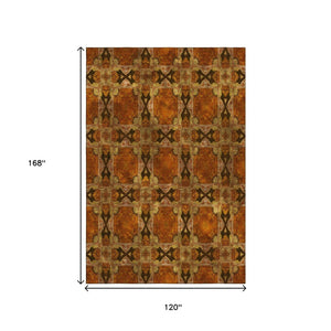 HomeRoots 10' X 14' Elegant Floral Medallion Area Rug - Washable, Stain Resistant & UV Protected for Durability 649510