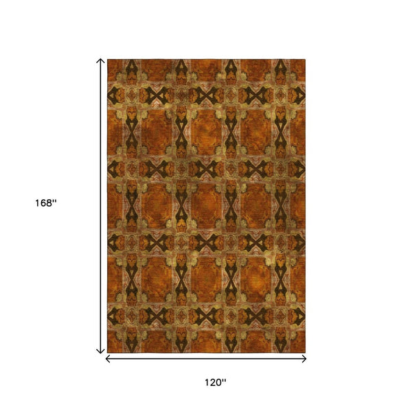 HomeRoots 10' X 14' Elegant Floral Medallion Area Rug - Washable, Stain Resistant & UV Protected for Durability 649510