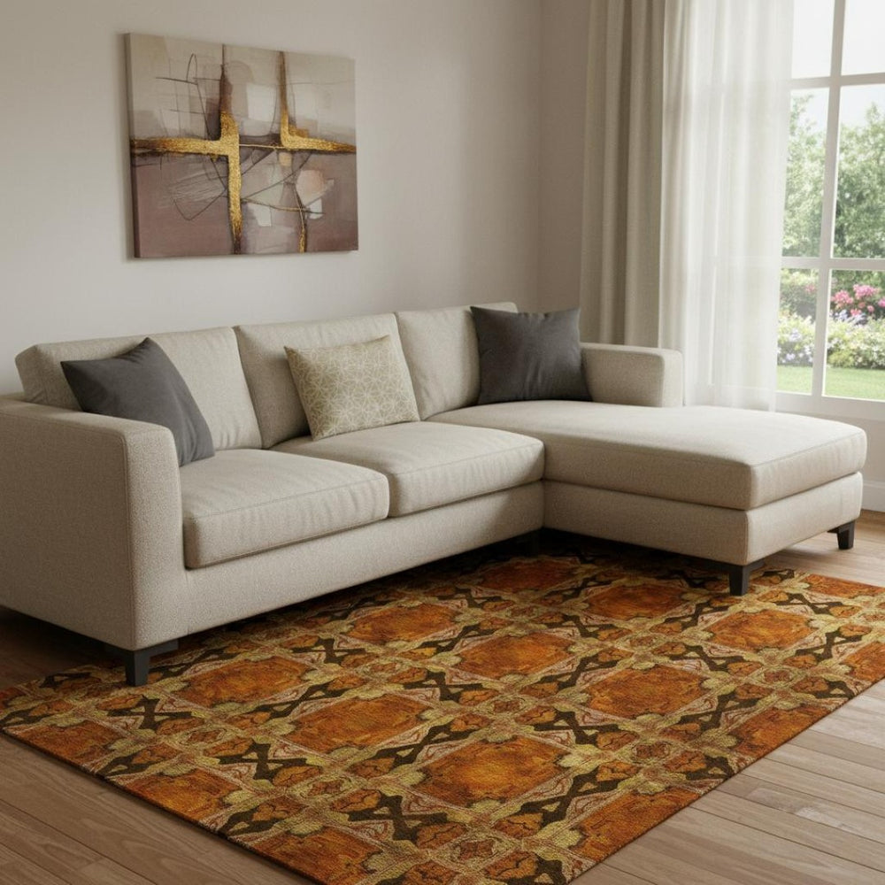 HomeRoots 10' X 14' Elegant Floral Medallion Area Rug - Washable, Stain Resistant & UV Protected for Durability 649510