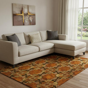 HomeRoots 10' X 14' Elegant Floral Medallion Area Rug - Washable, Stain Resistant & UV Protected for Durability 649510