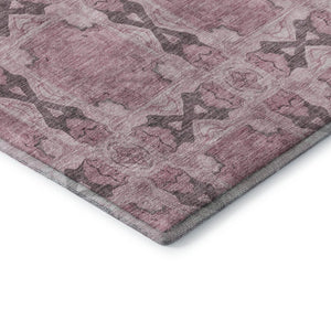 HomeRoots 9' X 12' Pink and Gray Floral Medallion Area Rug - Washable, Stain Resistant, UV Protected, Soft Style 649515