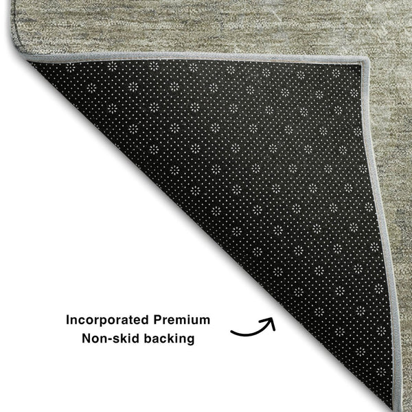 HomeRoots 5' X 8' Beige And Ivory Abstract Area Rug - Washable, UV Protected, Pet-Friendly Design for Everyday Use 649524