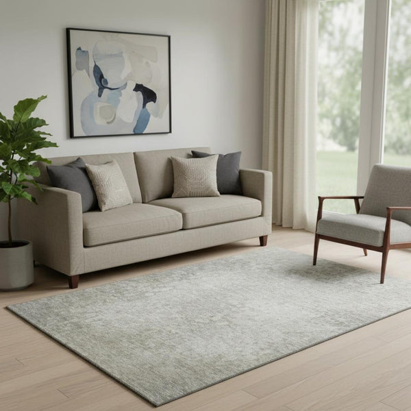 HomeRoots 5' X 8' Beige And Ivory Abstract Area Rug - Washable, UV Protected, Pet-Friendly Design for Everyday Use 649524