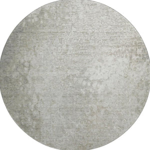HomeRoots 8' Beige and Ivory Abstract Washable Round Rug - Durable UV Protection for Homes with Kids & Pets 649525