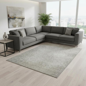 HomeRoots 9' X 12' Beige and Ivory Abstract Area Rug – Washable, UV Protected, Stylish Décor for High-Traffic Spaces 649527