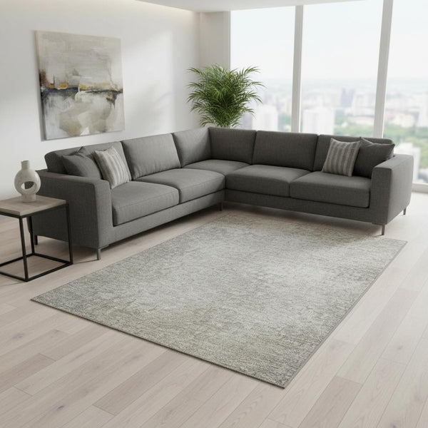 HomeRoots 9' X 12' Beige and Ivory Abstract Area Rug – Washable, UV Protected, Stylish Décor for High-Traffic Spaces 649527