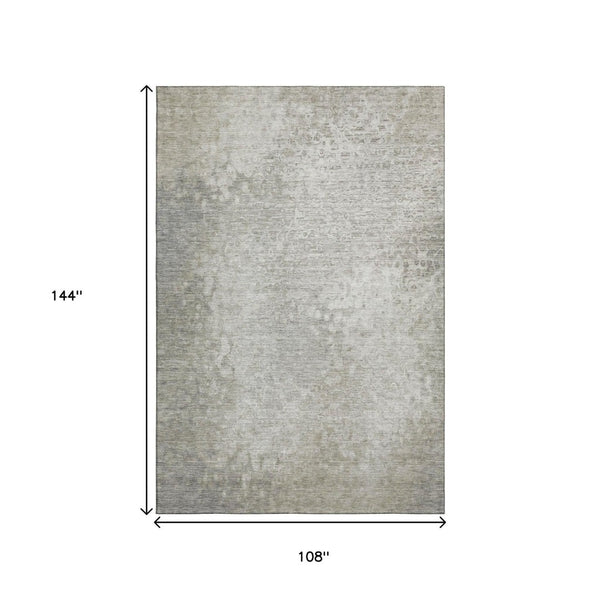 HomeRoots 9' X 12' Beige and Ivory Abstract Area Rug – Washable, UV Protected, Stylish Décor for High-Traffic Spaces 649527