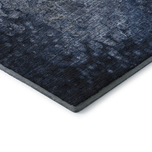 HomeRoots 8' Blue And Ivory Abstract Round Rug – Washable, UV Protected, Durable, Soft & Stylish for Any Space 649531