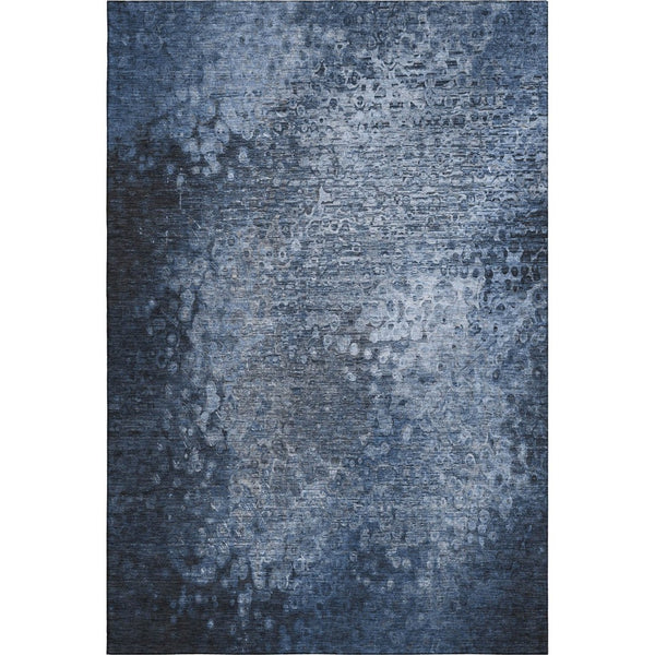 HomeRoots 8' X 10' Stylish Blue & Ivory Abstract Area Rug – Washable, UV Protected, Stain-Resistant Comfort 649532