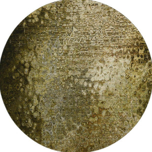 HomeRoots 8' Brown And Ivory Abstract Washable Round Rug with Stain Resistance & UV Protection for Homes 649537