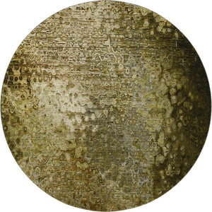 HomeRoots 8' Brown And Ivory Abstract Washable Round Rug with Stain Resistance & UV Protection for Homes 649537
