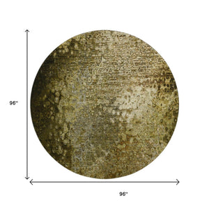 HomeRoots 8' Brown And Ivory Abstract Washable Round Rug with Stain Resistance & UV Protection for Homes 649537