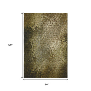 HomeRoots 8' X 10' Brown & Ivory Abstract Washable Area Rug - Durable, UV-Protected, Perfect for Family Spaces! 649538