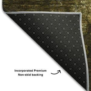 HomeRoots 8' X 10' Brown & Ivory Abstract Washable Area Rug - Durable, UV-Protected, Perfect for Family Spaces! 649538