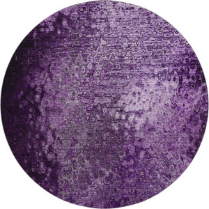 HomeRoots 8' Purple and Ivory Abstract Washable Round Rug – Durable, Stain-Resistant, UV Protected Home Accent 649543