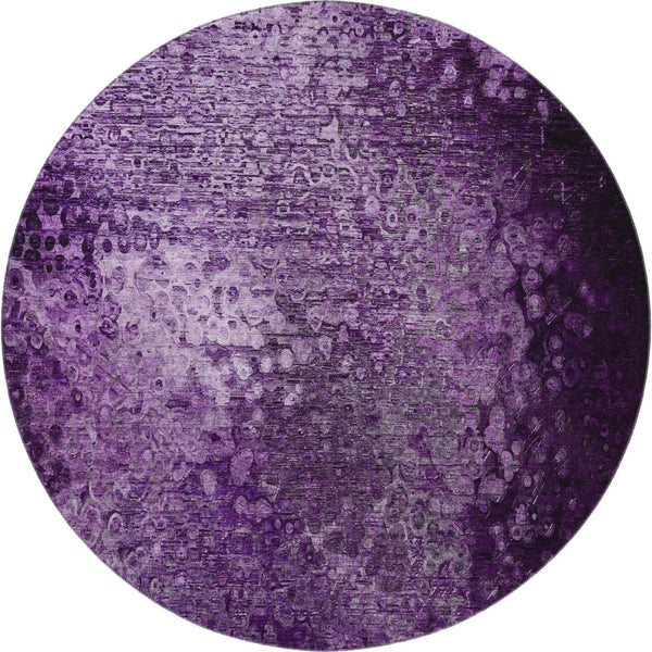 HomeRoots 8' Purple and Ivory Abstract Washable Round Rug – Durable, Stain-Resistant, UV Protected Home Accent 649543