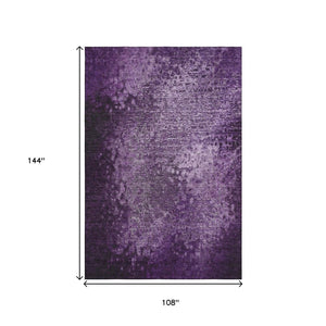 HomeRoots 9' X 12' Purple and Ivory Abstract Washable Area Rug - Durable, Stylish, UV Protected for Homes 649545