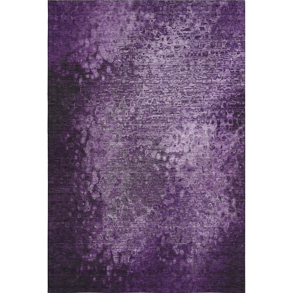 HomeRoots 9' X 12' Purple and Ivory Abstract Washable Area Rug - Durable, Stylish, UV Protected for Homes 649545