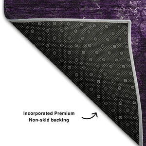 HomeRoots 9' X 12' Purple and Ivory Abstract Washable Area Rug - Durable, Stylish, UV Protected for Homes 649545