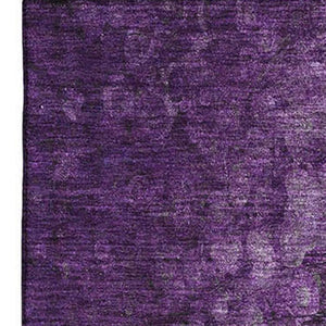 HomeRoots 10' X 14' Modern Purple and Ivory Abstract Area Rug - Washable, UV Protected, and Non-Slip Design 649546