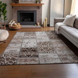 HomeRoots 10' X 14' Beige And Ivory Patchwork Area Rug - Washable, Stain Resistant With UV Protection! 649552