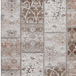 HomeRoots 10' X 14' Beige And Ivory Patchwork Area Rug - Washable, Stain Resistant With UV Protection! 649552