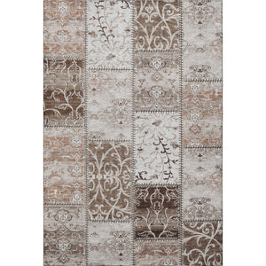 HomeRoots 10' X 14' Beige And Ivory Patchwork Area Rug - Washable, Stain Resistant With UV Protection! 649552