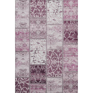 HomeRoots 5' X 8' Burgundy and Ivory Patchwork Area Rug - Stain Resistant, UV Protected, Non-Slip Comfort 649554