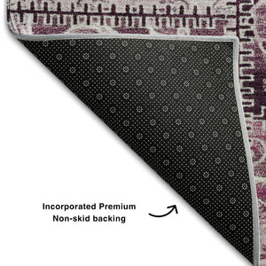 HomeRoots 5' X 8' Burgundy and Ivory Patchwork Area Rug - Stain Resistant, UV Protected, Non-Slip Comfort 649554