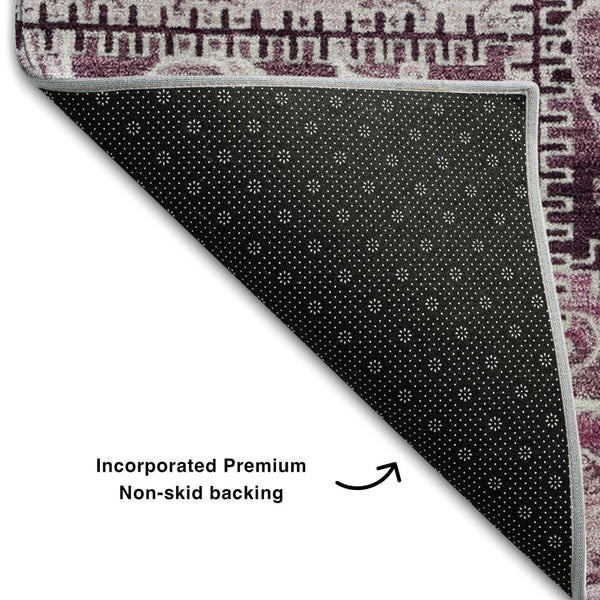 HomeRoots 5' X 8' Burgundy and Ivory Patchwork Area Rug - Stain Resistant, UV Protected, Non-Slip Comfort 649554