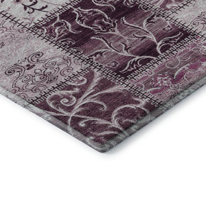 HomeRoots 5' X 8' Burgundy and Ivory Patchwork Area Rug - Stain Resistant, UV Protected, Non-Slip Comfort 649554