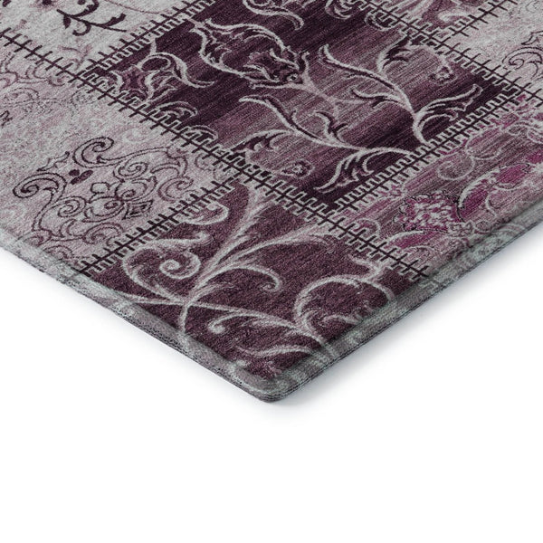 HomeRoots 5' X 8' Burgundy and Ivory Patchwork Area Rug - Stain Resistant, UV Protected, Non-Slip Comfort 649554